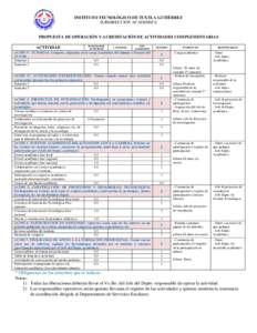 INSTITUTO TECNOLÓGICO DE TUXTLA GUTIÉRREZ SUBDIRECCION ACADEMICA PROPUESTA DE OPERACIÓN Y ACREDITACIÓN DE ACTIVIDADES COMPLEMENTARIAS ACTIVIDAD