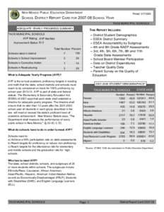 NEW MEXICO PUBLIC EDUCATION DEPARTMENT  Printed: [removed]SCHOOL DISTRICT REPORT CARD FOR[removed]SCHOOL YEAR TAOS MUNICIPAL SCHOOLS