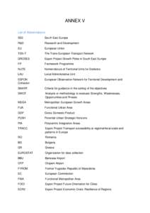 ANNEX V List of Abbreviations SEE South East Europe