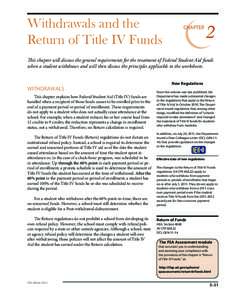 Withdrawals and the Return of Title IV Funds 2  CHAPTER