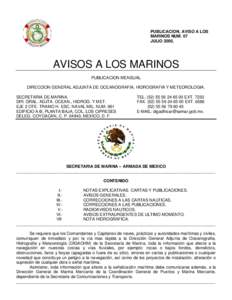 PUBLICACION, AVISO A LOS MARINOS NUM. 07 JULIOAVISOS A LOS MARINOS PUBLICACION MENSUAL