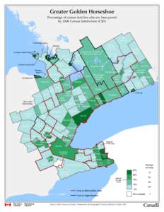 Greater Golden Horseshoe Percentage of census families who are lone parent by 2006 Census Subdivision (CSD) North Kawartha