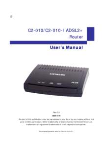 s C2-010/C2-010-I ADSL2+ Router User’s Manual  Rev: 1.3