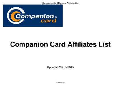 companion card affiliates list 2015