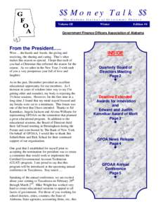 $$ Money Talk $$ The Alabama Journal of Government Finance Volume III  Winter