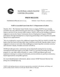 NATIONAL ASIAN PACIFIC CENTER ON AGING 1511 Third Avenue Suite 914 Seattle, WA