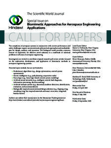 The Scientific World Journal Special Issue on Biomimetic Approaches for Aerospace Engineering Applications  CALL FOR PAPERS