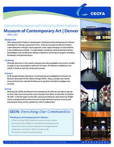 Geography of Colorado / Denver / Denver metropolitan area / David Adjaye / Colorado / Geography of the United States / Museum of Contemporary Art Denver