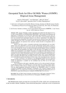 Advances in Geosciences  EARSeL, 2012 Geospatial Tools for Olive Oil Mills’ Wastes (OOMW) Disposal Areas Management
