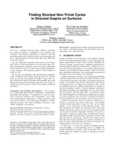 Finding Shortest Non-Trivial Cycles ∗ in Directed Graphs on Surfaces Sergio Cabello  Éric Colin de Verdière