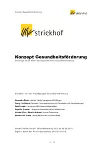 K o n ze p t G e s u n d h e i t s f ö r d e r u n g  Konzept Gesundheitsförderung Grundlage für die Arbeit des Supportbereichs Gesundheitsförderung  Er arb e it e t v o n der Pr o j ek tgr u p p e G es un d he i t s