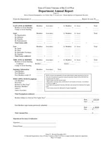 Sons of Union Veterans of the Civil War  Department Annual Report Form 35 (Due at National Headquarters on or before May 31 of each year – Retain duplicate for Department Records)