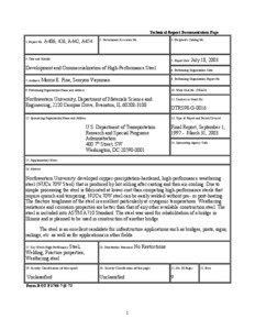 Technical Report Documentation Page 1. Report No.