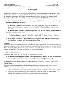 STATE OF VERMONT PROCUREMENT AMENDMENT MT. ASCUTNEY HOSPITAL AND HEALTH CENTER PAGE 1 OF 2 GRANT #: [removed]