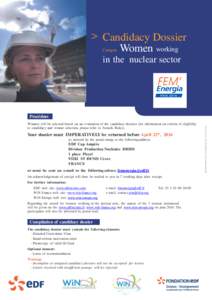 > Candidacy Dossier Women working Category: in the nuclear sector