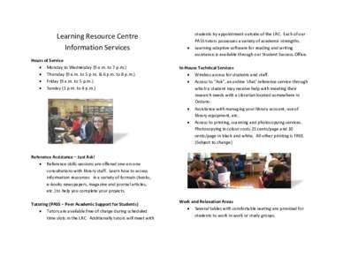 Education / UWSP Albertson Center for Learning Resources / Learning Resource Centre / LRC / Association of Commonwealth Universities