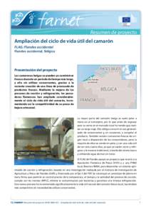 Resumen de proyecto Ampliación del ciclo de vida útil del camarón FLAG: Flandes occidental Flandes occidental, Bélgica