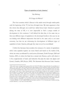 1  Types of capitalism in Latin America.1 Ilan Bizberg El Colegio de México2 The four countries which I discuss in this article went through similar paths