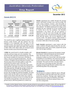 Australian Oilseeds Federation Crop Report December 2012 CanolaFinal