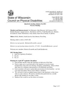 1 WEST WILSON ST, ROOM 437 POST OFFICE BOX 7851 MADISON, WI[removed]State of Wisconsin Council on Physical Disabilities