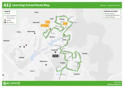 432 (morning) School Route Map Legend effective 1 September 2014 Schools serviced: