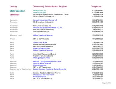 County  Community Rehabilitation Program State-Operated