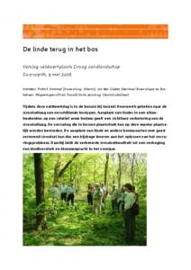 De linde terug in het bos  Verslag veldwerkplaats Droog zandlandschap