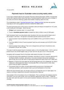 Media Release: Payments fraud on Australian cards occurring mainly online