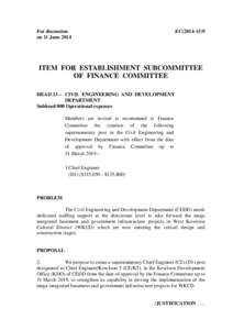 For discussion on 11 June 2014 EC[removed]ITEM FOR ESTABLISHMENT SUBCOMMITTEE