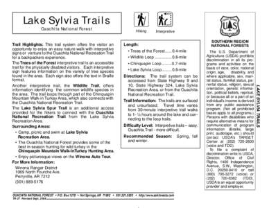 Lake Sylvia Trails Ouachita National Forest Interpretive  • Trees of the Forest[removed]mile