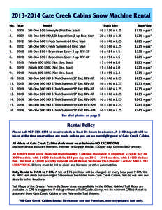 [removed]Gate Creek Cabins Snow Machine Rental No.	 Year 	 1. Model