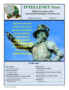 INTELLENET News Official Newsletter of the International Intelligence Network, Ltd. Intellenetwork.org  Fall 2013