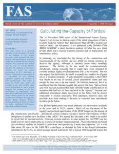 FEDERATION OF THE AMERICAN SCIENTISTS ISSUE BRIEF A U T H O RS: Ivan Oelrich, Vice President of the Strategic Security Program Ivanka Barzashka, Research Assistant, Strategic Security