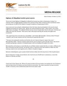 Learners for Life Learning without limits in a world of possibilities MEDIA RELEASE Date of release: October 31, 2013