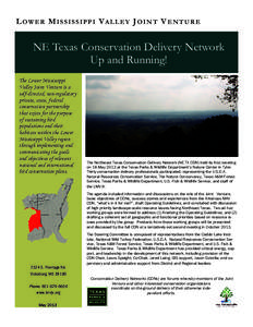 L OW E R M I S S I S S I P P I V A L L E Y J O I N T V E N T U R E  NE Texas Conservation Delivery Network Up and Running! The Lower Mississippi Valley Joint Venture is a