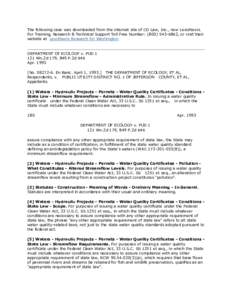 Water law in the United States / Citation signal / Water quality / Washington Department of Ecology / United States Environmental Protection Agency / Federal preemption / Earth / Law / Environment / Water pollution / Clean Water Act