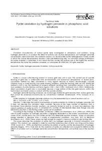 Antiseptics / Disinfectants / Hydrogen peroxide / Pyrite / Peroxide / Sulfuric acid / Catalysis / Reaction rate / Dissolution / Chemistry / Oxidizing agents / Chemical kinetics