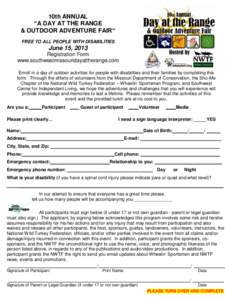 10th ANNUAL “A DAY AT THE RANGE & OUTDOOR ADVENTURE FAIR“ FREE TO ALL PEOPLE WITH DISABILITIES  June 15, 2013