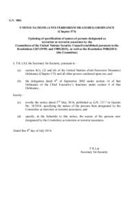 G.N[removed]UNITED NATIONS (ANTI-TERRORISM MEASURES) ORDINANCE (Chapter 575) Updating of specification of names of persons designated as terrorists or terrorist associates by the