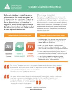 Colorado’s Sector Partnerships in Action  Colorado has been modeling sector partnerships for nearly ten years as a framework for economic and workforce development by investing in regional, public-private partnerships