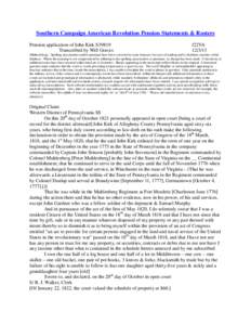 Southern Campaign American Revolution Pension Statements & Rosters Pension application of John Kirk S39819 Transcribed by Will Graves f22VA[removed]