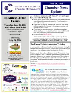 June 25, 2014  Chamber News Update Business After Hours