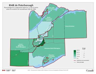 RMR de Peterborough Pourcentage de la population âgée de 14 ans et moins selon les secteurs de recensement (SR) de 2006 Curve Lake First Nation