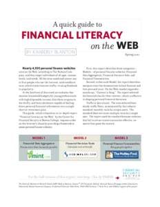 A quick guide to  FINANCIAL LITERACY on the WEB