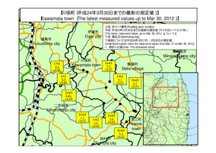 【川俣町（平成24年3月30日までの最新の測定値）】 【Kawamata town （The latest measured values up to Mar 30, 2012）】 伊達市 Date city