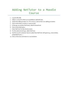 Adding NetTutor to a Moodle Course.