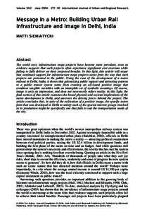 Blackwell Publishing Ltd.Oxford, UK and Malden, USAIJURInternational Journal of Urban and Regional Research0309-1317Blackwell Publishing Ltd 2006JuneOriginal ArticlesBuilding urban rail infrastructure and i