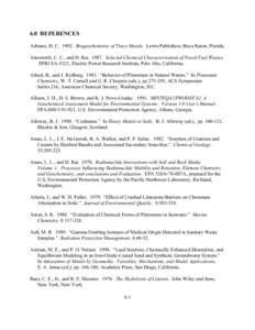 Understanding Partition Coefficient, Kd, Values, Vloume II: Review of Geochemistry and Available Kd Values for Cadmium, Cesium, Chromium, Lead, Plutonium, Radon, Strontium, Thorium, Tritium (3H), and Uranium, Chapter 6