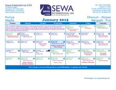 Sewa International USA  Tel: (708) USA SEWA, (E-mail:  Contribute to Sewa USA