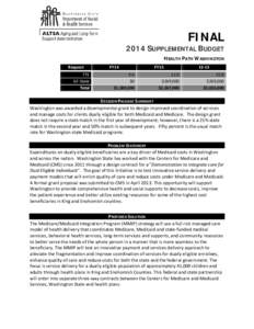 FINAL[removed]SUPPLEMENTAL BUDGET HEALTH PATH WASHINGTON Request